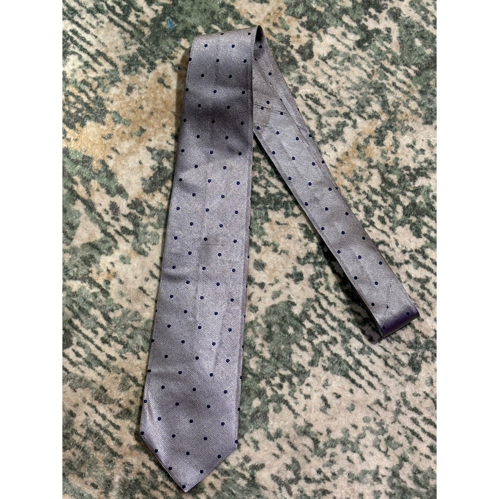 NEW Brooks Brothers Gray Navy Blue Polka Dots English Silk Necktie USA